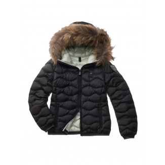 PLUMÍFERO ONDAS CON CAPUCHA DE PIEL ALDIE -