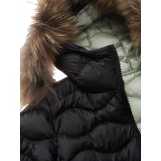 PLUMÍFERO ONDAS CON CAPUCHA DE PIEL ALDIE NEGRO