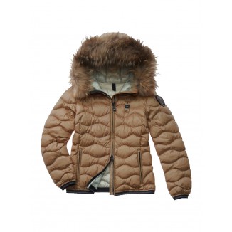 PLUMÍFERO ONDAS CON CAPUCHA DE PIEL ALDIE -