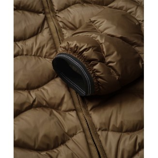 PIUMINO ONDULATO CON CAPPUCCIO IN PELLICCIA ALDIE NOCCIOLA