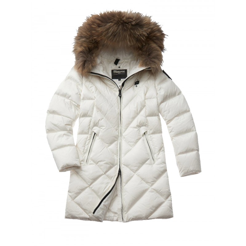 PIUMINO LUNGO CON CAPPUCCIO BLAUER ALTHEA BIANCO - PIUMINO LUNGO CON CAPPUCCIO BLAUER ALTHEA BIANCO -