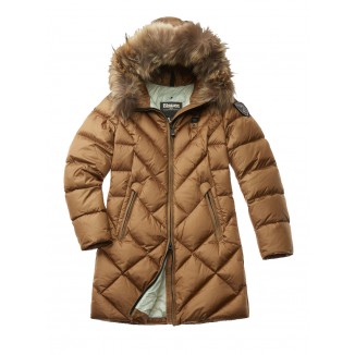 PLUMÍFERO LARGO CON CAPUCHA BLAUER ALTHEA AVELLANA - 