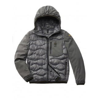 PLUMÍFERO BLAUER DE NYLON Y NEOPRENO CON CAPUCHA HERMAN GRIS - 