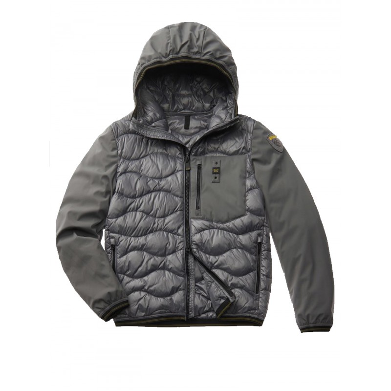 PLUMÍFERO BLAUER DE NYLON Y NEOPRENO CON CAPUCHA HERMAN GRIS - 