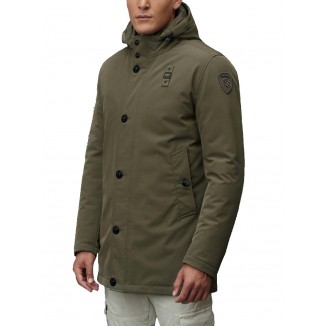 PARKA BLAUER IN NEOPRENE CON CAPPUCCIO ESTRAIBILE CHESTER VERDE