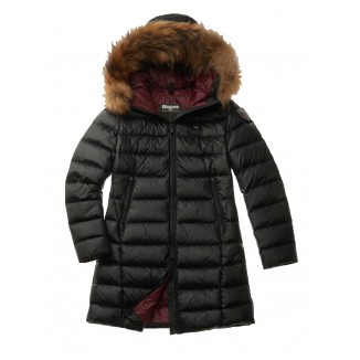 PIUMINO BLAUER LUNGO CON CAPPUCCIO IN PELLICCIA KRISTIN NERO - 