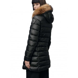 PLUMÍFERO LARGO BLAUER CON CAPUCHA DE PELO KRISTIN NEGRO