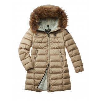 PIUMINO BLAUER LUNGO CON CAPPUCCIO IN PELLICCIA KRISTIN NERO - 