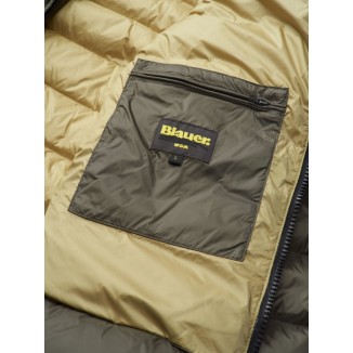 GILET IMBOTTITO BLAUER CON CAPUCCIO VERDE