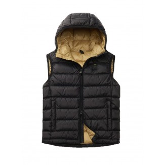 GILET IMBOTTITO CON CAPUCCIO BLAUER ARDEN IN NERO - 