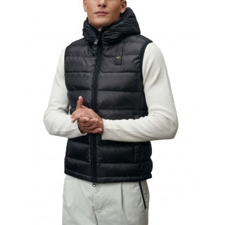 GILET IMBOTTITO CON CAPUCCIO BLAUER ARDEN IN NERO