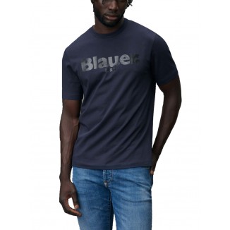 T-SHIRT BLU NAVY GIROCOLLO BLAUER BOURNE -