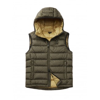 GILET IMBOTTITO BLAUER CON CAPUCCIO VERDE - 