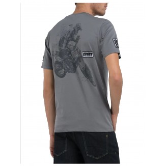 CAMISETA GRIS REPLAY PARCHES CON ESTAMPADO MOTOCROSS