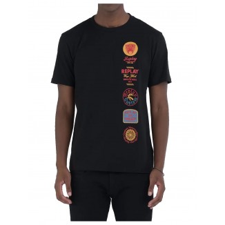 CAMISETA GRIS REPLAY PARCHES CON ESTAMPADO MOTOCROSS - 