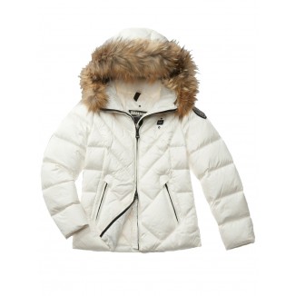 PIUMINO CON RIGHE GEOMETRICHE BLAUER ALICIA BIANCO - 