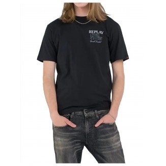 CAMISETA NEGRA REPLAY CON ESTAMPADO POKER - 