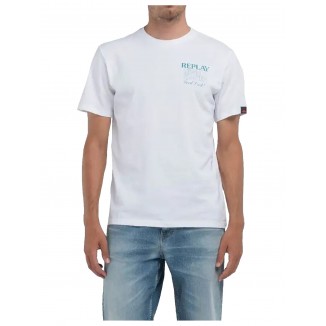 CAMISETA BLANCA REPLAY CON ESTAMPADO POKER - 