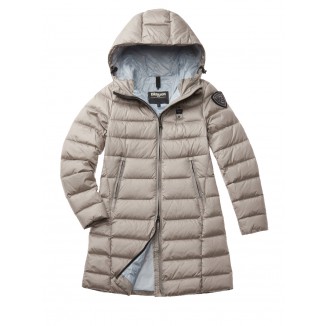 BLAUER PIUMINO LUNGO CON CAPPUCCIO AGNES COLORE GRIGIO - 