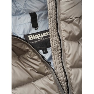 BLAUER PIUMINO LUNGO CON CAPPUCCIO AGNES COLORE GRIGIO - 