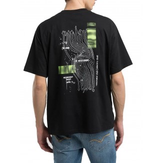 T-SHIRT REPLAY IN COTONE STAMPATO ELECTRIC CLUB