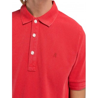 POLO DE ALGODON REPLAY ROJO CON BORDADO