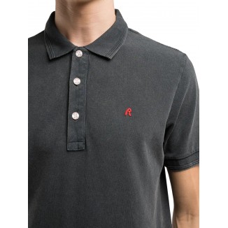 POLO DE ALGODON REPLAY NEGRO CON BORDADO