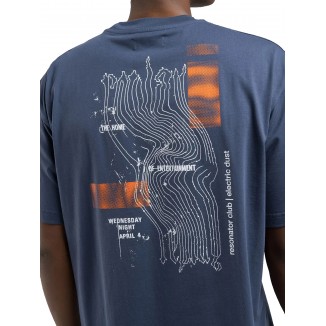 T-SHIRT REPLAY BLU IN COTONE STAMPATO ELECTRIC CLUB - 