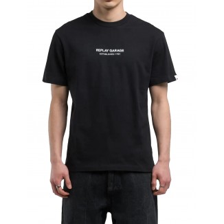 T-SHIRT REPLAY BLU IN COTONE STAMPATO ELECTRIC CLUB - 
