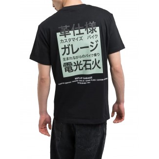 T-SHIRT REPLAY BLU IN COTONE STAMPATO ELECTRIC CLUB - 