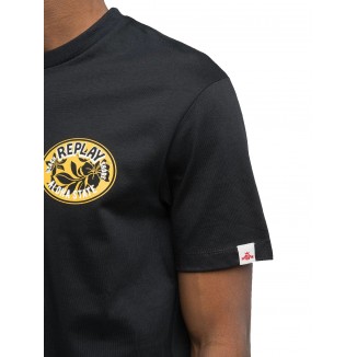 T-SHIRT REPLAY IN COTONE STAMPATO ELECTRIC CLUB - 