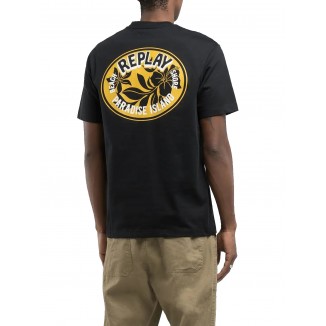T-SHIRT REPLAY IN COTONE STAMPATO TROPICALE