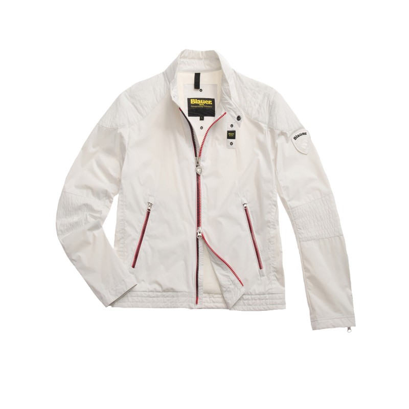 CAZADORA BLAUER BIKER BLANCA CON CREMALLERA THAYER - 
