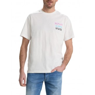 CAMISETA REPLAY ALOHA STATE DE ALGODON BIANCO -