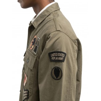 SOVRACAMICIA VERDE MILITARE REPLAY REGOLARE CON TOPPE
