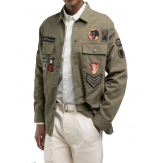 SOVRACAMICIA VERDE MILITARE REPLAY REGOLARE CON TOPPE - 
