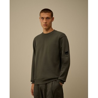 SUDADERA C.P. COMPANY DIAGONAL RAISED LENS GRIS NOCHE - 