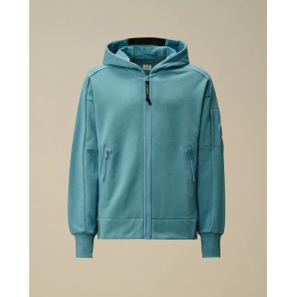 SWEATSHIRT C.P. COMPANY DIAGONAL RAISED HOODED FULL ZIP BLU OCEANO