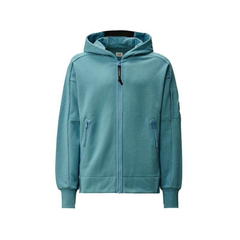 SUDADERA C.P. COMPANY DIAGONAL RAISED HOODED FULL ZIP AZUL -