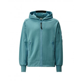SUDADERA C.P. COMPANY DIAGONAL RAISED HOODED FULL ZIP AZUL -