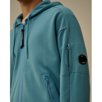 SUDADERA C.P. COMPANY DIAGONAL RAISED HOODED FULL ZIP AZUL - 