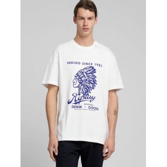 T-SHIRT REPLAY BIANCA IN COTONE STAMPATO DENIM GOODS