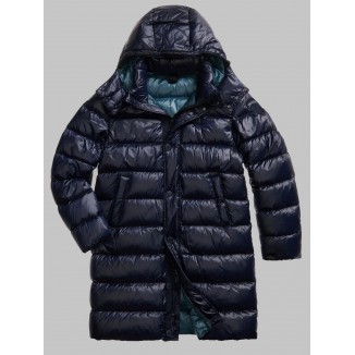 PLUMÍFERO LARGO BLAUER CON CAPUCHA EXTRAÍBLE CARVER AZUL MARINO