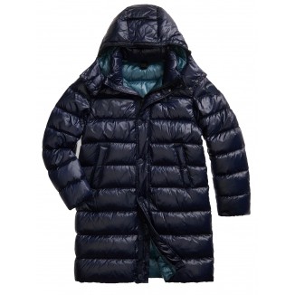 BLAUER PIUMINO LUNGO CON CAPPUCCIO REMOVIBILE CARVER BLU -