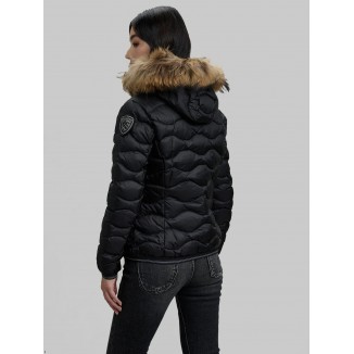 PLUMÍFERO ONDAS CON CAPUCHA DE PIEL ALDIE - 