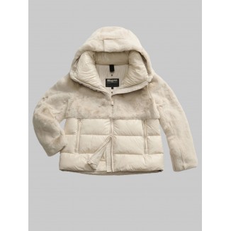 CHAQUETÓN NYLON CON PIEL ECO FANEVIL