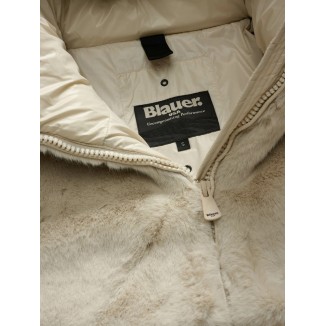 CHAQUETÓN NYLON CON PIEL ECO FANEVIL NEGRO - 