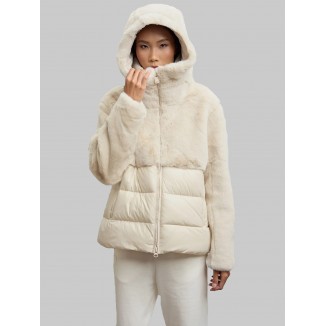 CHAQUETÓN NYLON CON PIEL ECO FANEVIL NEGRO - 