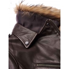 CHAQUETA BIKER DE PIEL CON CUELLO DE PELO WARD - 