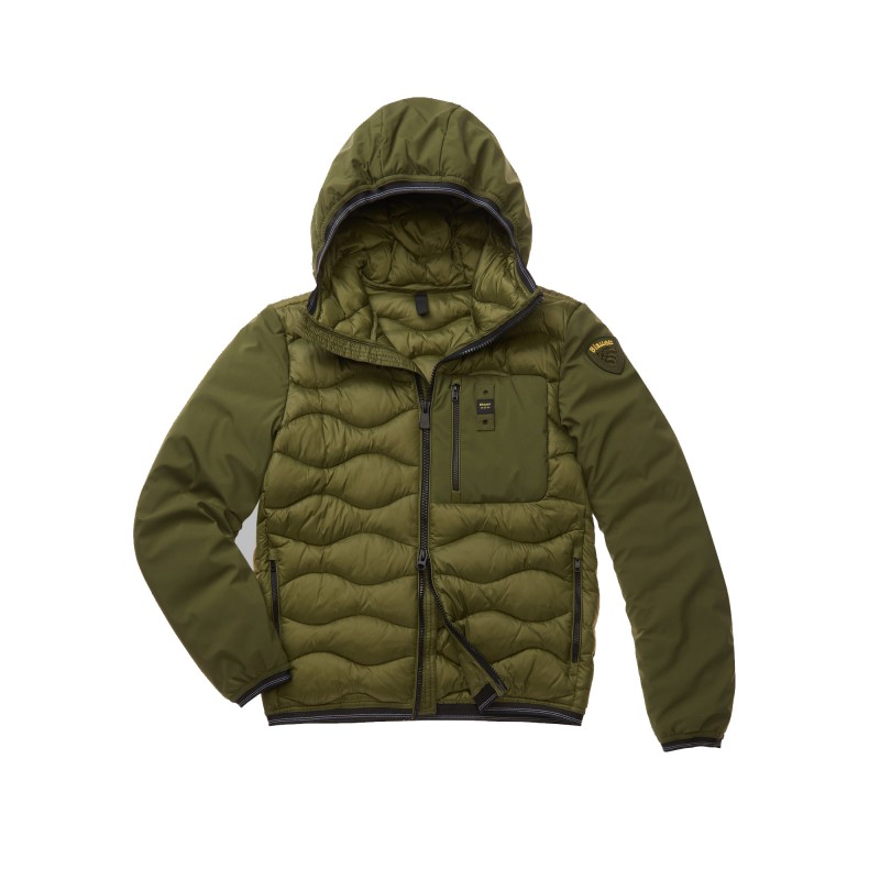 PLUMÍFERO BLAUER DE NYLON Y NEOPRENO CON CAPUCHA HERMAN VERDE - 